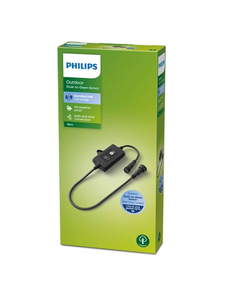 GARDENLINK Capteur crépuscule à l'aube noir pour extérieur basse tension étanche