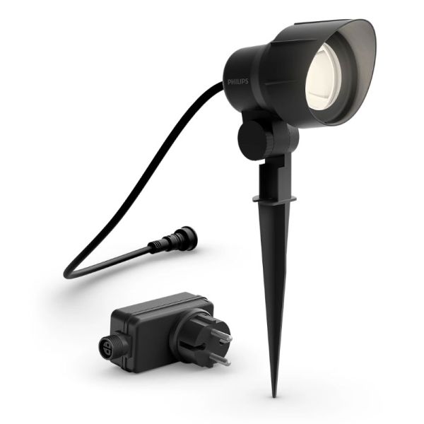 Puntos o picas de tierra LED GARDENLINK con enchufe 6 W 2700K negro Baja tensión estanco al agua