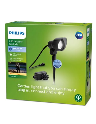 Pica de tierra LED GARDENLINK con enchufe 6 W 2700K negro Baja tensión estanco al agua