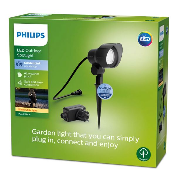 Puntos o picas de tierra LED GARDENLINK con enchufe 6 W 2700K negro Baja tensión estanco al agua