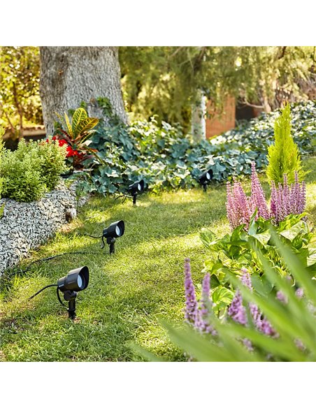 Pica de tierra LED GARDENLINK con enchufe 6 W 2700K negro Baja tensión estanco al agua