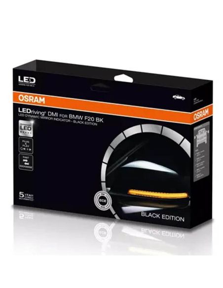 Sinais de direção dinâmicos LED para espelhos LEDriving da OSRAM LEDDMI F20 BK S (conjunto de 2) para BMW Série 1, 2, 3, 4 e X1