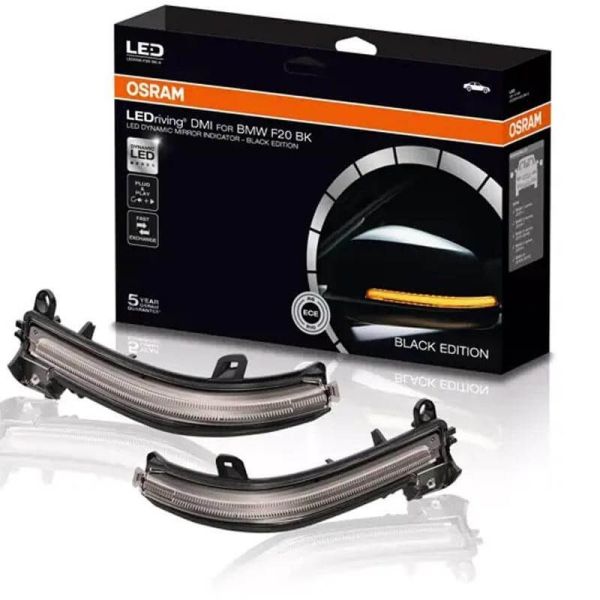 Clignotants dynamiques LED pour rétroviseurs LEDriving par OSRAM LEDDMI F20 BK S (Lot de 2) pour BMW Série 1, 2, 3, 4 et X1