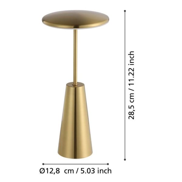 Lámpara de Sobremesa exterior LED recargable PICCOLA de Latón cepillado 2400K-3000K-4000K, IP54