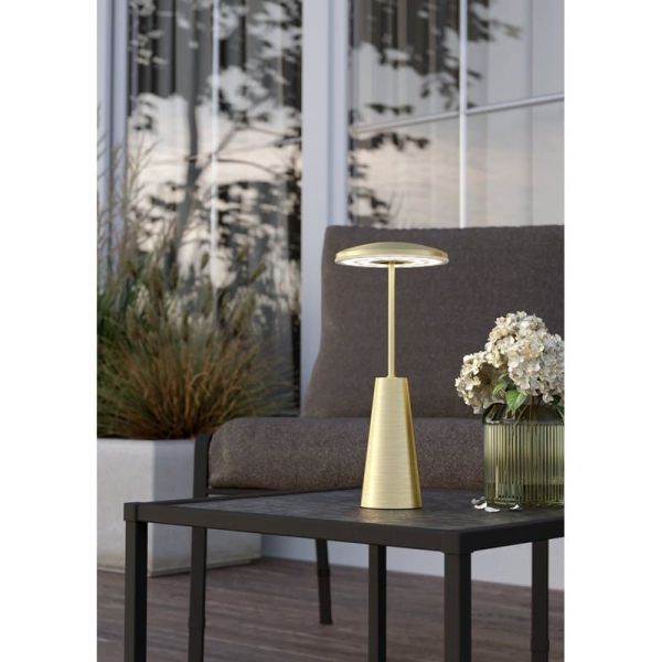 Lampe de table d'extérieur LED rechargeable PICCOLA en laiton brossé 2400K-3000K-4000K, IP54