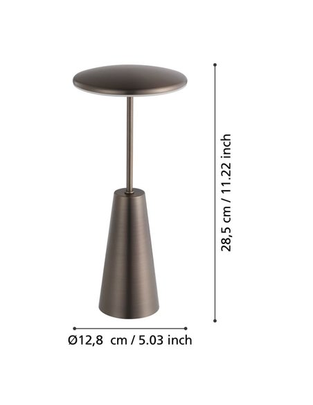 Lámpara de mesa exterior LED recargable PICCOLA Latón oscuro 2400K-3000K-4000K, IP54