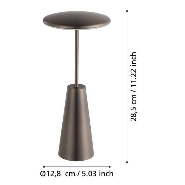 Lámpara de mesa exterior LED recargable PICCOLA Latón oscuro 2400K-3000K-4000K, IP54