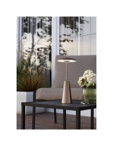 Lámpara de mesa exterior LED recargable PICCOLA Latón oscuro 2400K-3000K-4000K, IP54