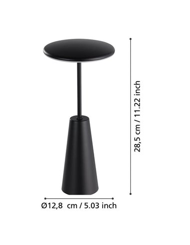 Lámpara de Sobremesa exterior LED recargable PICCOLA negro 2400K-3000K-4000K, IP54