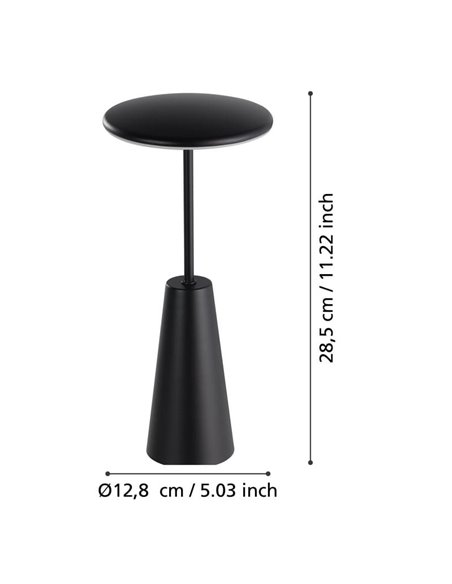 Lámpara de Sobremesa exterior LED recargable PICCOLA negro 2400K-3000K-4000K, IP54