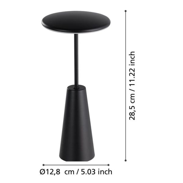 Lámpara de Sobremesa exterior LED recargable PICCOLA negro 2400K-3000K-4000K, IP54