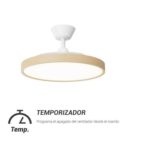 Temporizador de Ventilador de Techo Retráctil BOMBAY ESTILO M - Innovación y Estilo en Madera con Temporizador y Nature Wind