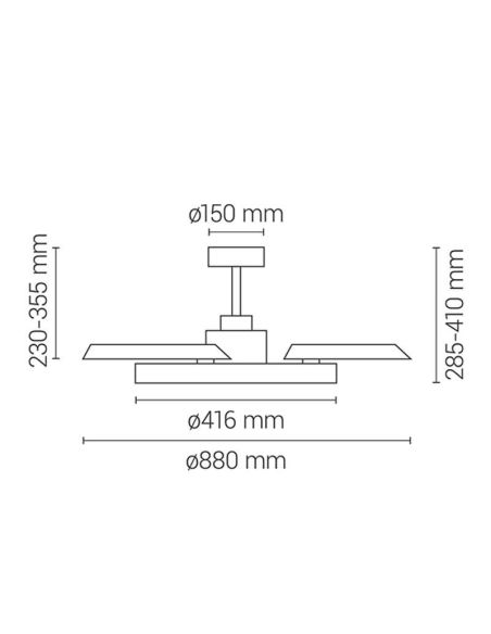 Medidas Ventilador de Techo Retráctil BOMBAY ESTILO M - Innovación y Estilo en Madera con Temporizador y Nature Wind