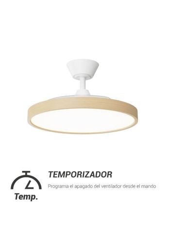 Minuterie de ventilateur de plafond rétractable BOMBAY STYLE M - Innovation et style en bois avec minuterie et vent naturel