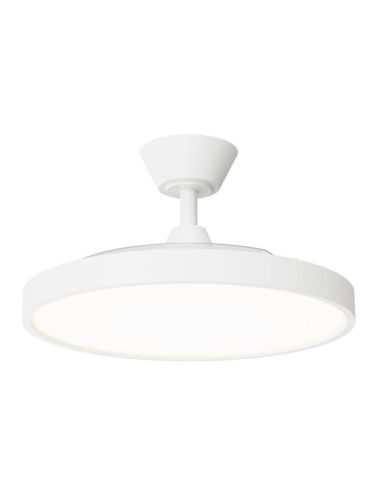 Ventilateur de plafond rétractable BOMBAY STYLE M avec lumière LED à intensité variable, vent naturel blanc mat