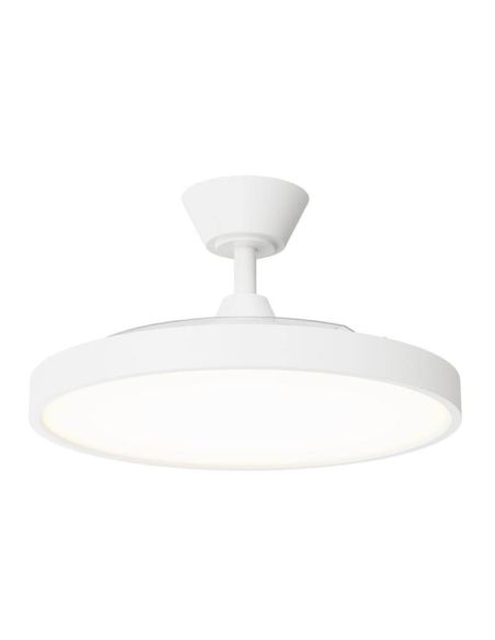 Ventilateur de plafond rétractable BOMBAY STYLE M avec lumière LED à intensité variable, vent naturel blanc mat