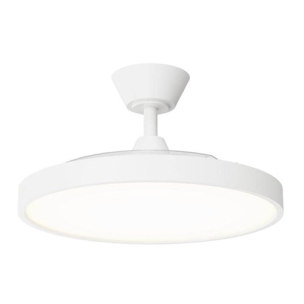 Ventilateur de plafond rétractable BOMBAY STYLE M avec lumière LED à intensité variable, vent naturel blanc mat