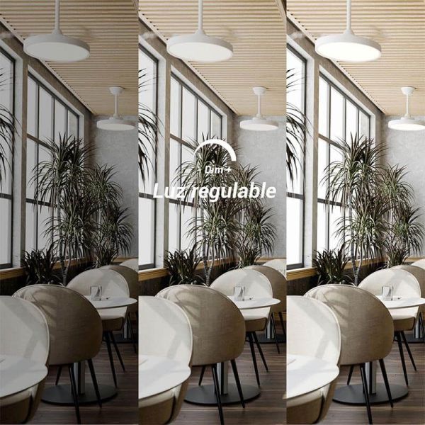 Ventilador de teto retrátil BOMBAY STYLE M com luz LED regulável, vento natural branco fosco