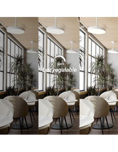 Ventilateur de plafond rétractable BOMBAY STYLE S avec lumière LED à intensité variable, blanc mat 2199344