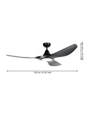 Ventilador de techo LED 19W PORTSEA negro 2300Lm CCT 3000K-4000K-5000K para interior