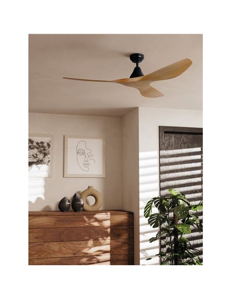 Ventilador de teto DC de madeira PORTSEA sem luz Ø130cm para uso interno