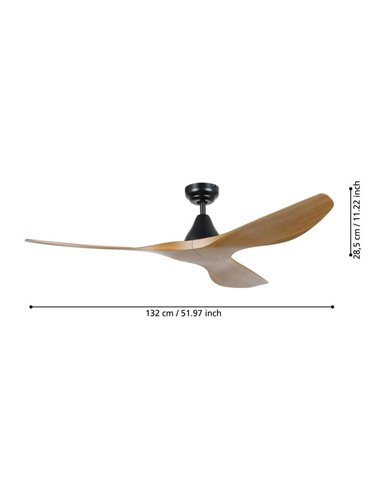 Ventilador de techo sin luz PORTSEA madera DC Ø130cm para interior