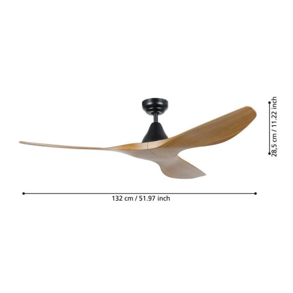 Ventilador de techo sin luz PORTSEA madera DC Ø130cm para interior