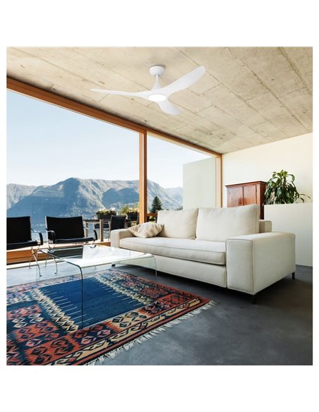 Ventilateur de plafond avec lumière LED 19W PORTSEA blanc 2300Lm CCT 3000K-4000K-5000K, intérieur