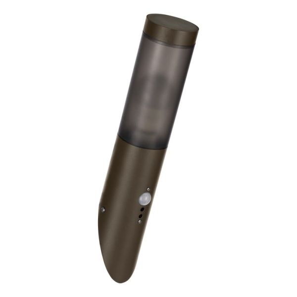 Aplique de pared exterior con Sensor HELSINKI de acero inoxidable color café óxido E27