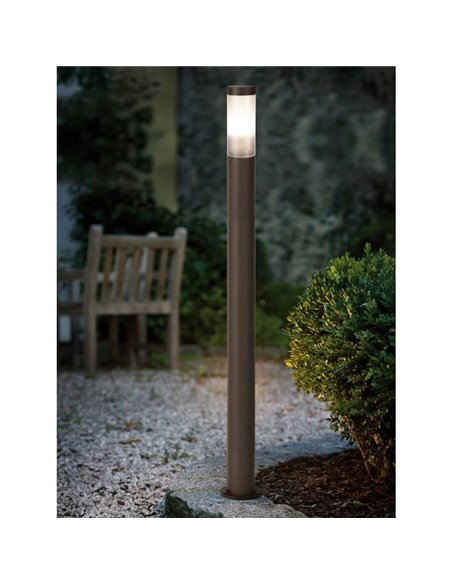 Farol exterior alto HELISINKI em aço inoxidável cor café, 110cm de altura e Ø 75mm E27