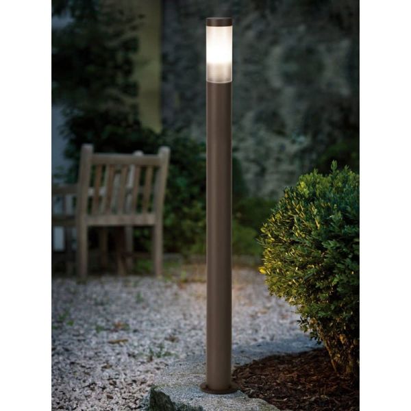 Farol exterior alto HELISINKI em aço inoxidável cor café, 110cm de altura e Ø 75mm E27