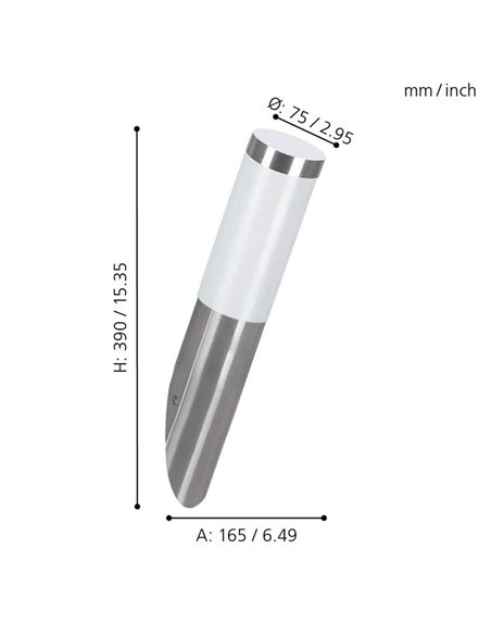 Applique d'extérieur avec Sensor HELSINKI en acier inoxydable couleur acier, douille A60 E27