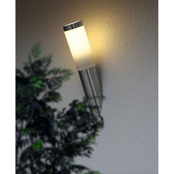 Aplique de pared exterior con Sensor HELSINKI de acero inoxidable color acero, A60 casquillo E27