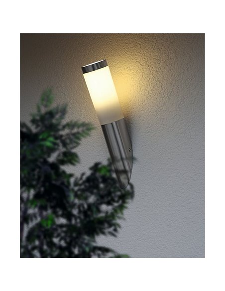 Aplique de pared exterior con Sensor HELSINKI de acero inoxidable color acero, A60 casquillo E27