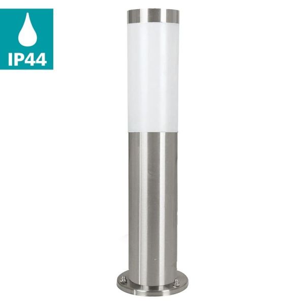 Baliza de exterior anclada al suelo HELSINKI de acero inoxidable 45cm de alto Ø75mm
