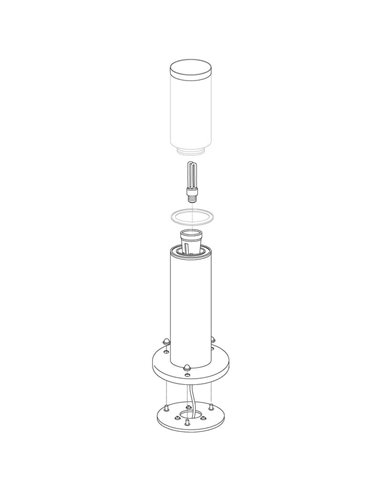 Baliza de exterior anclada al suelo HELSINKI de acero inoxidable 45cm de alto Ø75mm