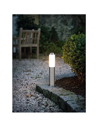 Baliza de exterior anclada al suelo HELSINKI de acero inoxidable 45cm de alto Ø75mm