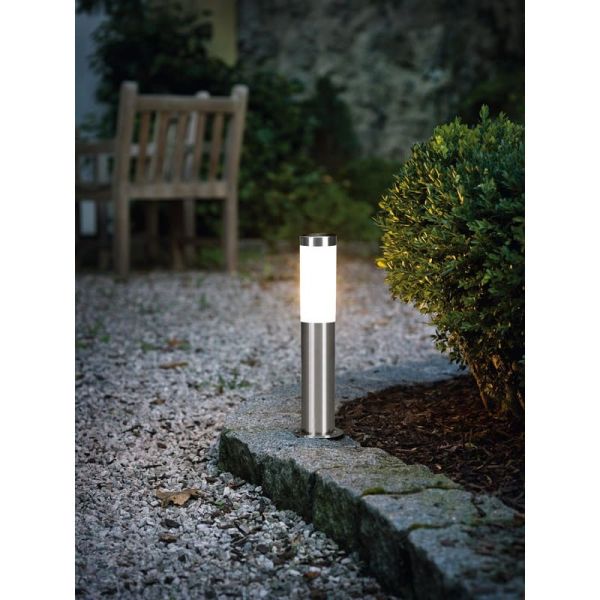 Baliza de exterior anclada al suelo HELSINKI de acero inoxidable 45cm de alto Ø75mm