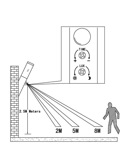 Arandela exterior com sensor HELSINKI em aço inoxidável, E27 Ø75mm