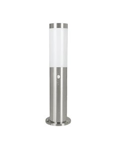 Baliza de pie exterior HELSINKI de acero inoxidable E27 con sensor, 450mm de altura Ø 75mm