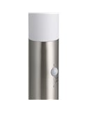 Baliza de pie exterior HELSINKI de acero inoxidable E27 con sensor, 450mm de altura Ø 75mm