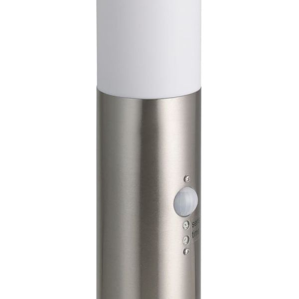 Feu d'extérieur sur pied HELSINKI inox E27 avec capteur hauteur 450mm Ø 75mm