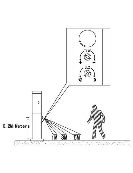 Farol de exterior HELSINKI em aço inoxidável E27 com sensor, 450 mm de altura Ø 75 mm