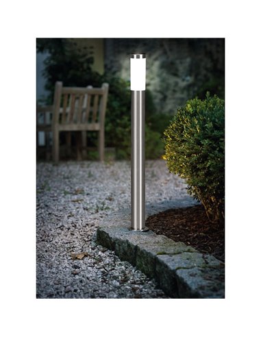 Baliza alta de exterior HELSINKI de acero inoxidable 1100mm altura Ø75mm E27 IP65
