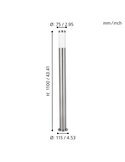 Baliza alta de exterior HELSINKI de acero inoxidable 1100mm altura Ø75mm E27 IP65