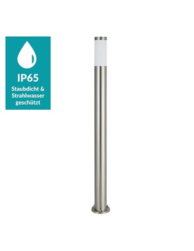 Baliza alta de exterior HELSINKI de acero inoxidable 1100mm altura Ø75mm E27 IP65