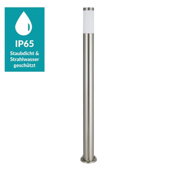 Baliza alta de exterior HELSINKI de acero inoxidable 1100mm altura Ø75mm E27 IP65