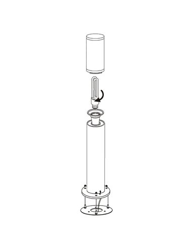 Baliza alta de exterior HELSINKI de acero inoxidable 1100mm altura Ø75mm E27 IP65