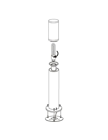 Baliza alta de exterior HELSINKI de acero inoxidable 1100mm altura Ø75mm E27 IP65