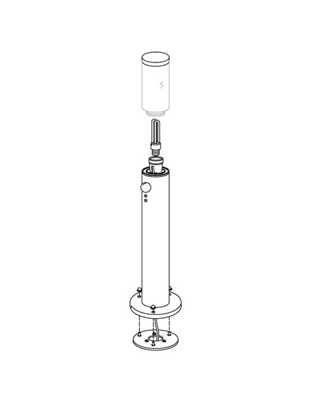 Baliza alta de exterior con sensor de movimiento HELSINKI de acero inoxidable 1100mm altura Ø75mm E27 IP65